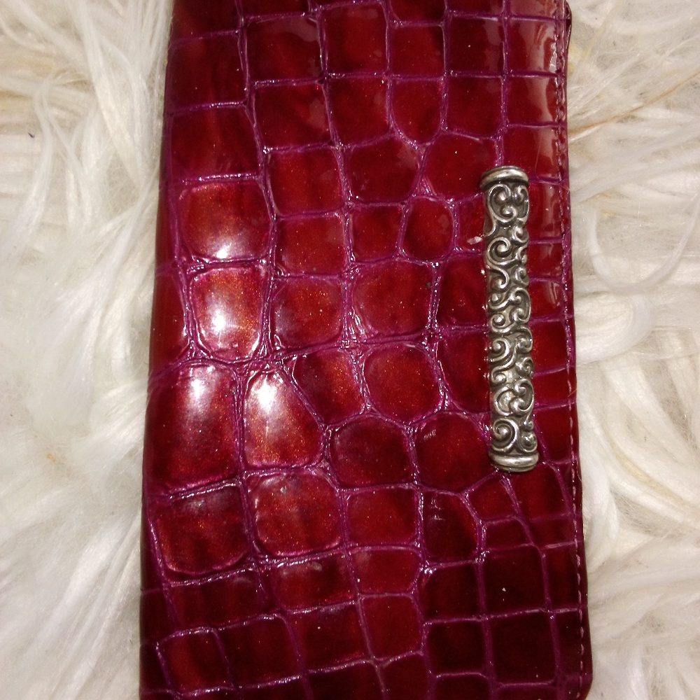 Brighton Cher Croc-Embossed Wallet with Silver Accent